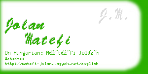 jolan matefi business card